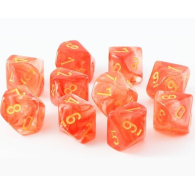 Set Dados Chessex D10 Ghostly Glow Orange/Yellow