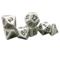 Set Dados Opaque White/black Polyhedral 7-Dice Set
