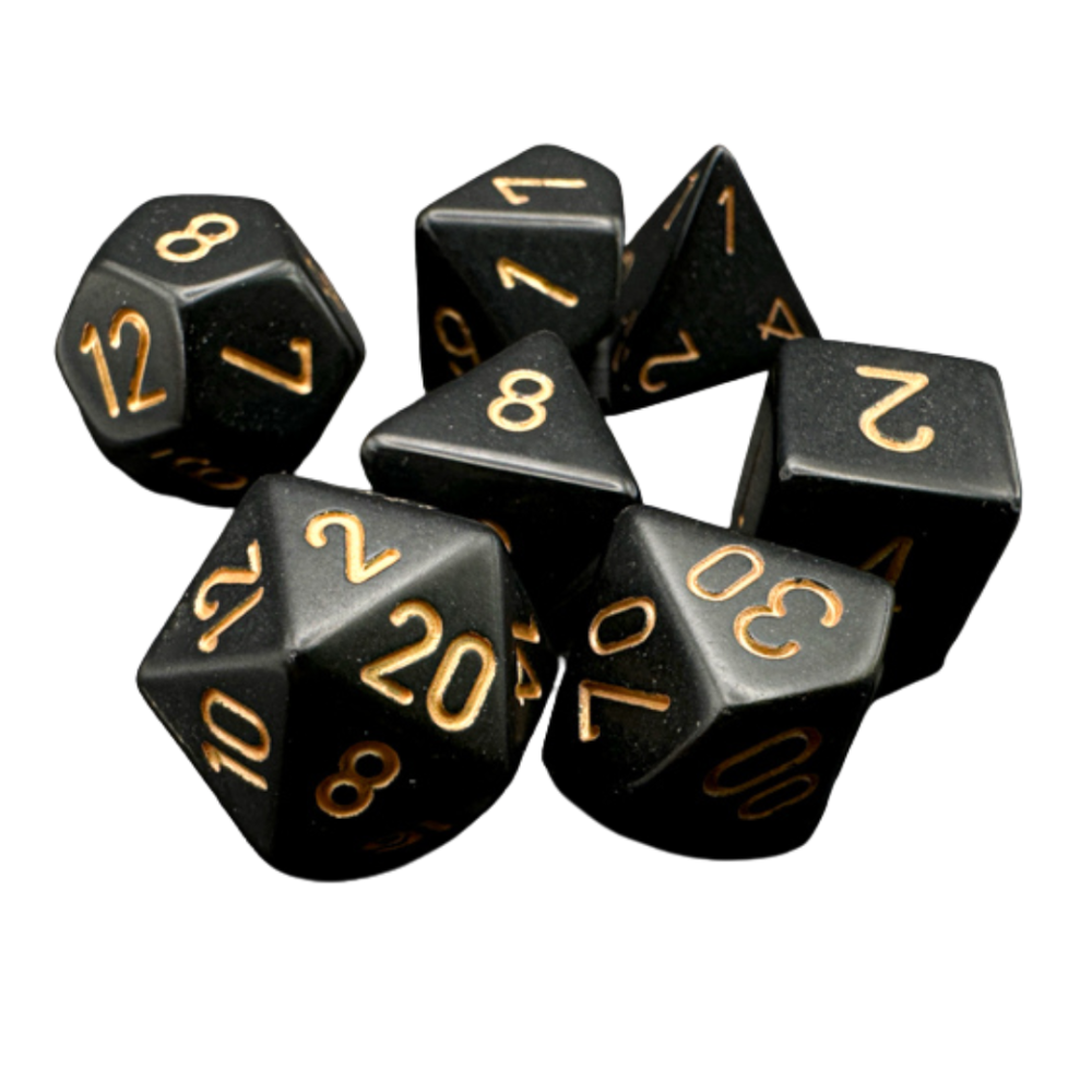 Set Dados Opaque Black/gold Polyhedral 7-Dice Set