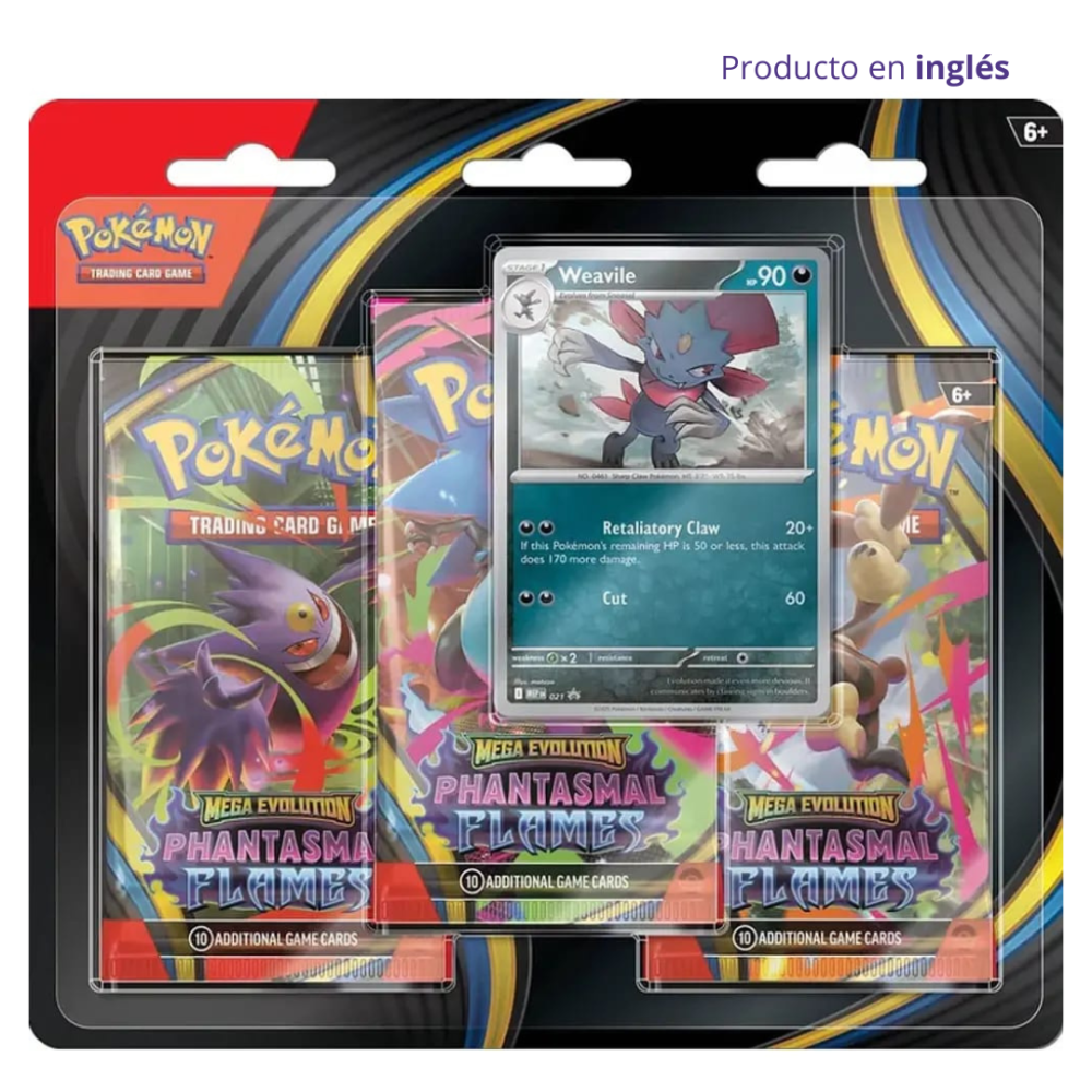 Preventa: Pokémon TCG Mega Evolution: Phantasmal Flames 3 Pack Blister Weavile - Inglés