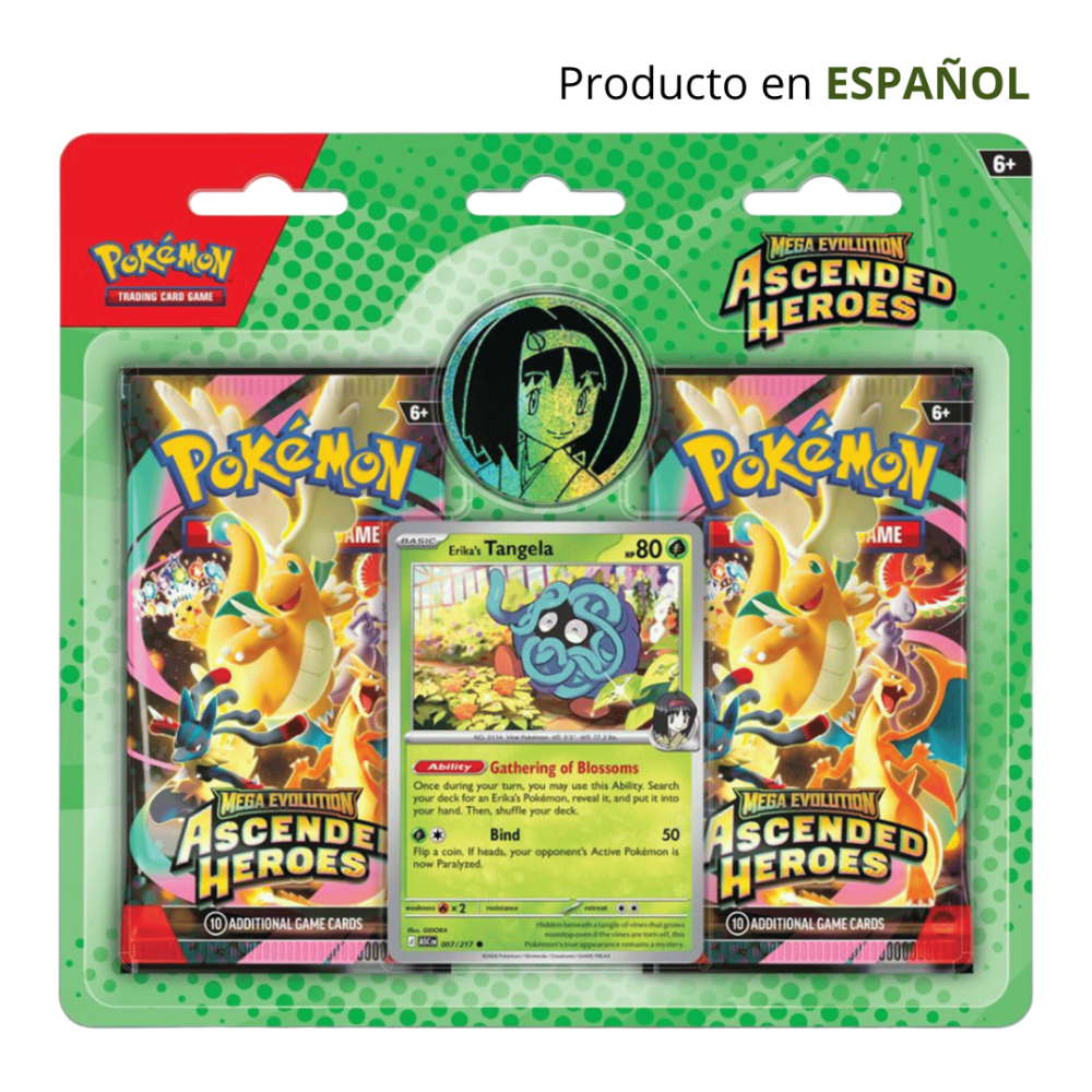 Pokemon TCG: Megaevolución Ascenso Heróico - 2-Pack Collection Case Erika - Español