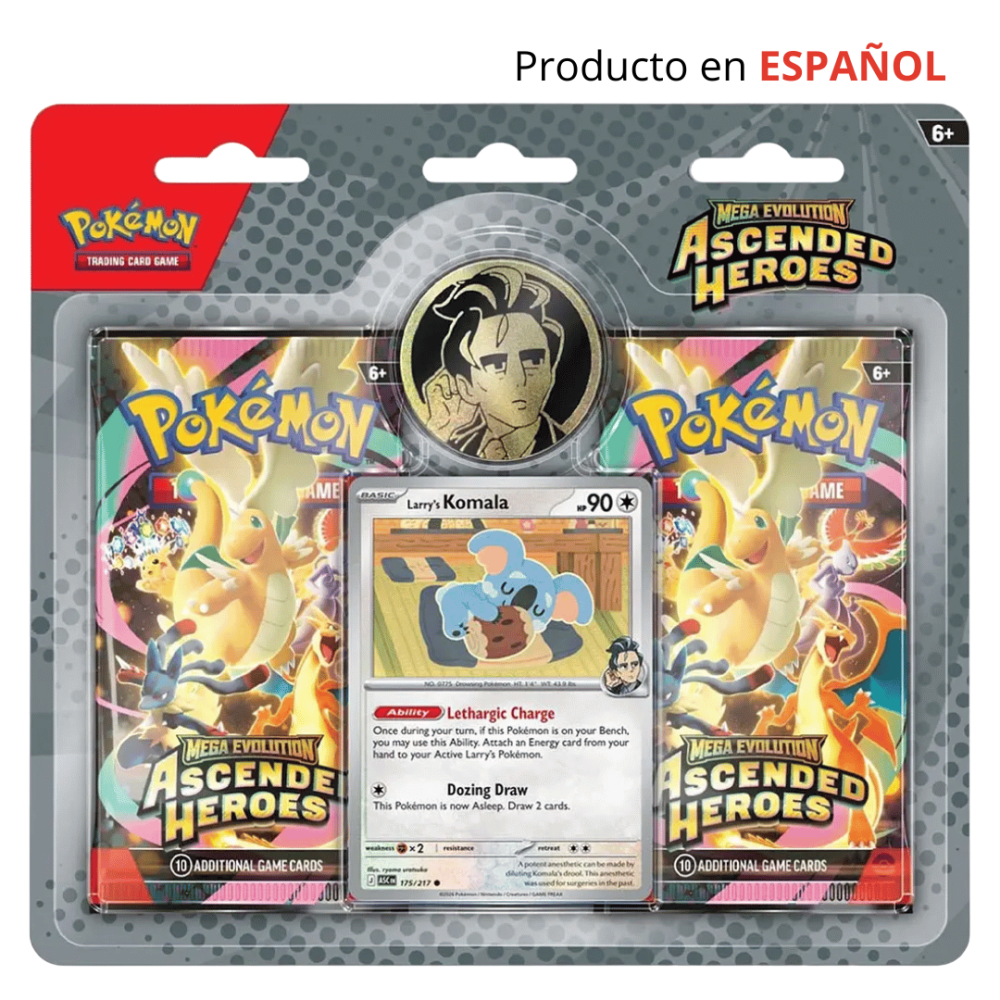 Pokemon TCG: Megaevolución Ascenso Heróico - 2-Pack Collection Case Larry - Español