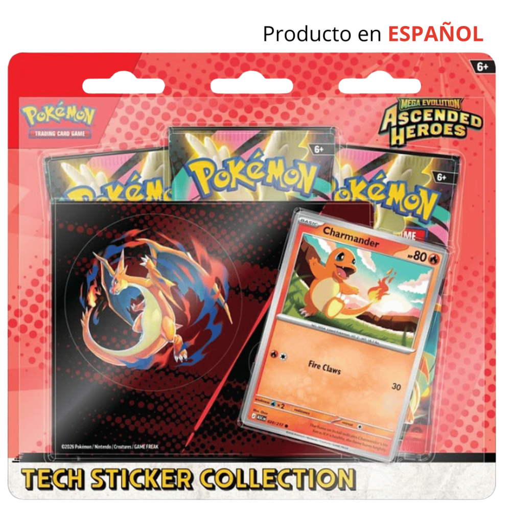 Pokémon TCG: Megaevolución Ascenso Heróico tech Sticker Collection Charmander (Español)
