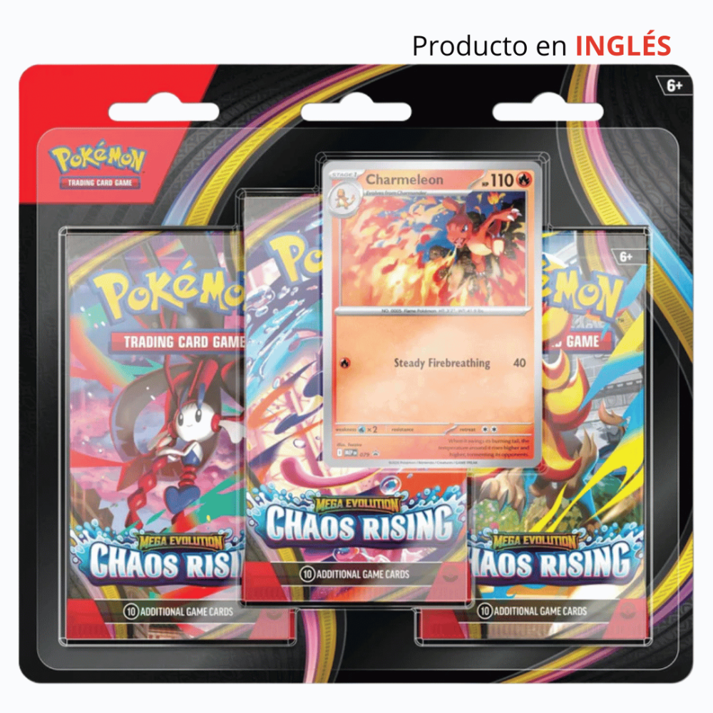 Preventa: Pokémon TCG: Mega Evolution Chaos Rising - 3 Pack Blister (Charmeleon) - Inglés