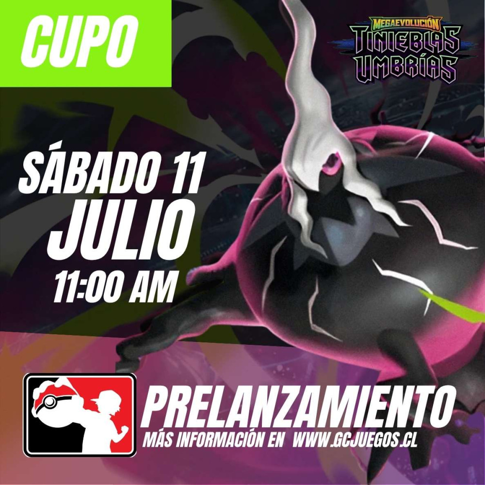 Cupo Prelanzamiento Pokémon TCG "Megaevolución: Tinieblas Umbrias" 11/07/2026