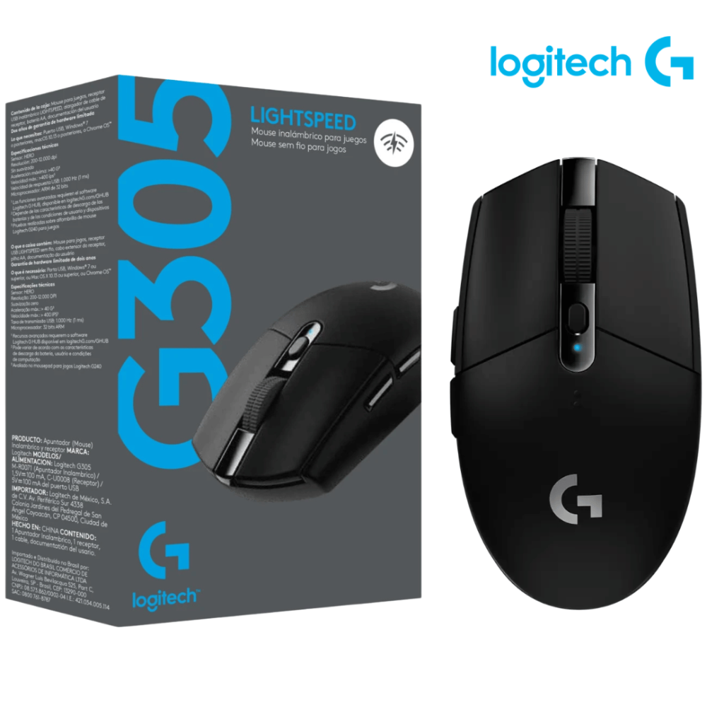 Mouse Gamer Logitech G305 Lightspeed - Negro Inalámbrico